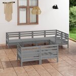 vidaXL Salon de jardin 7 Pièces Bois de pin massif Gris