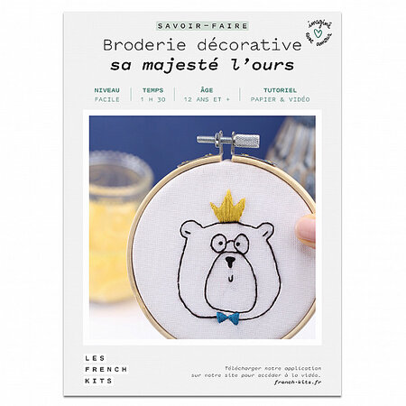FRENCH KITS-French'Kits - Broderie décorative - Sa Majesté L’Ours-Kit créatif fabriqué avec amour en France