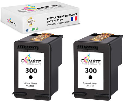 2 cartouche d'encre compatibles avec hp 300 noir