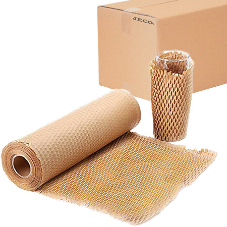 1 rouleau de papier kraft en nid d’abeille 20cm x 50m linéaires emballage écologique pour protection  rembourrage  emballage cadeaux  déménagement  remplace le film bulles