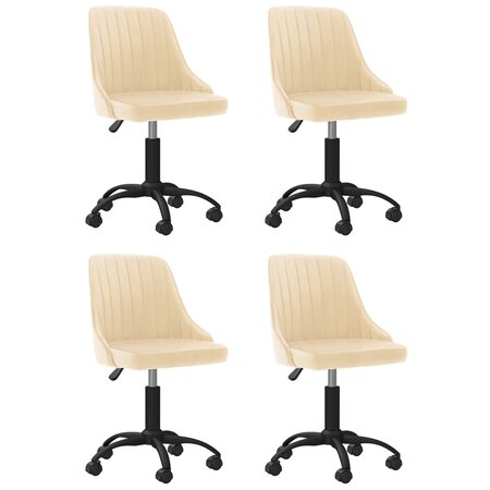 vidaXL Chaises pivotantes à manger lot de 4 crème velours