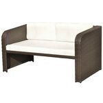 vidaXL Salon de jardin 4 Pièces avec coussins Résine tressée Marron