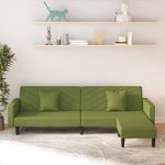 vidaXL Canapé-lit 2 places 2 oreillers repose-pied Vert clair Velours