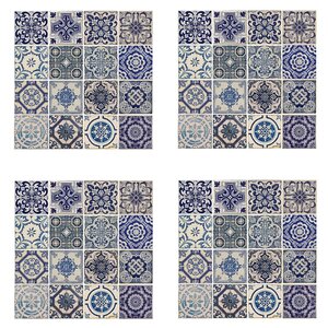 Walplus autocollant mural décoration bleu espagnol 54x54 cm 4 feuilles