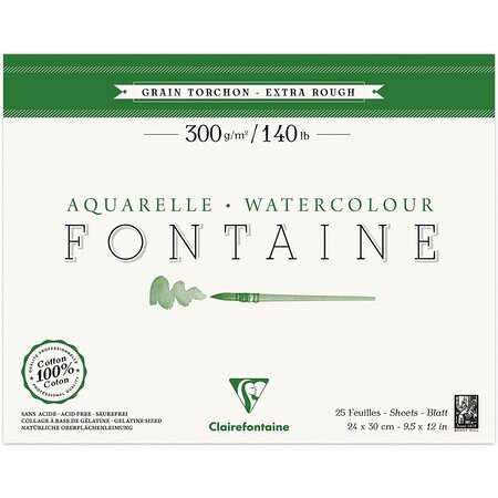 Bloc fontaine 25f torchon 24x30 300g encollé 4 côtés clairefontaine