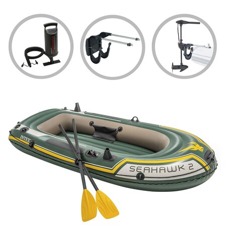 Intex Jeu de canot pneumatique avec moteur et support Seahawk 2