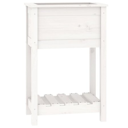 vidaXL Jardinière avec étagère Blanc 54x34 5x81 cm Bois massif de pin