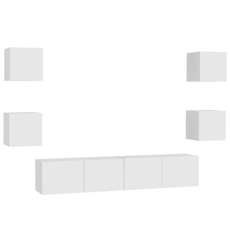 vidaXL Ensemble de meubles TV 6 Pièces Blanc Aggloméré