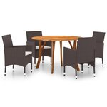 vidaXL Ensemble de salle à manger de jardin 5 Pièces Marron