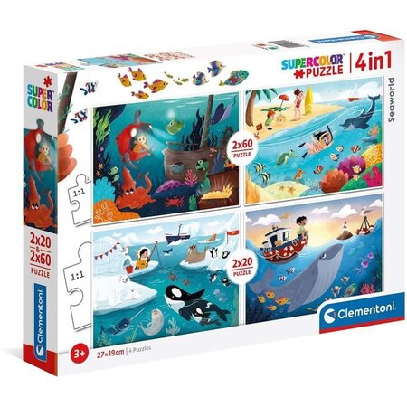 Clementoni - 21308 - SuperColor 2x20 + 2x60 pieces - Monde marin