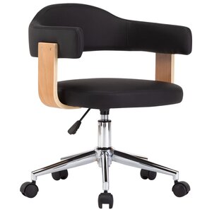 vidaXL Chaise pivotante à dîner Noir Bois courbé et similicuir