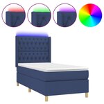 vidaXL Sommier tapissier avec matelas et LED Bleu 90x190 cm Tissu