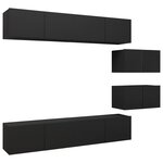 vidaXL Ensemble de meuble TV 6 Pièces Noir Aggloméré