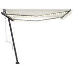 vidaXL Auvent automatique avec capteur de vent et LED 450x300 cm Crème