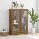 vidaXL Armoire à vitrine Chêne marron 82 5x30 5x115cmBois d'ingénierie