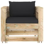 vidaXL Salon de jardin 6 Pièces avec coussins Bois imprégné de vert