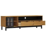 vidaXL Meuble TV avec porte vitrée FLAM 158x40x50cm bois massif de pin