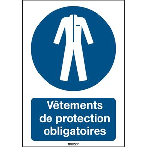 Panneau adhésif permanent acrylic Vêtements de protection obligatoires Rectangle 210 x ... BRADY