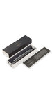 PARKER Jotter Premium - Stylo bille, Pinstripe Gris Oxford, attributs chromés, recharge bleu pointe moyenne