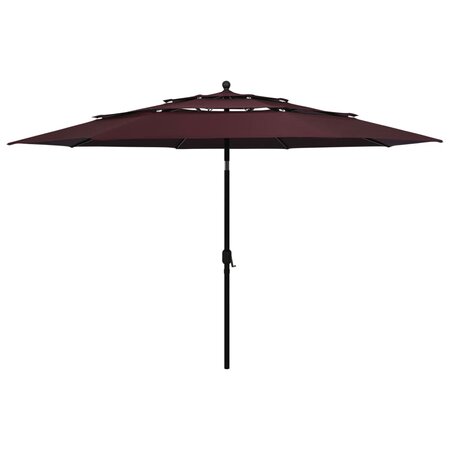 vidaXL Parasol à 3 niveaux avec mât en aluminium Bordeaux 3 5 m