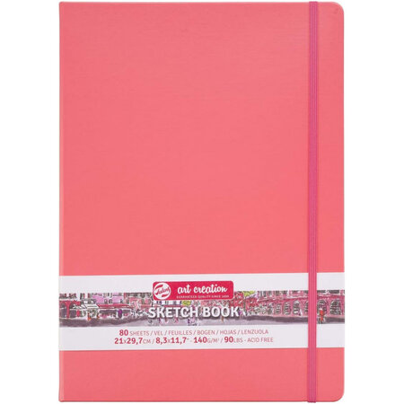 Carnet à croquis / sketch book - format a4 (21x29 7cm) - 80 feuilles - 140g - corail - royal talens