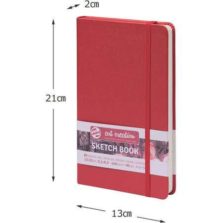 Carnet croquis 13x21cm - 80 feuilles - 140g - rouge - royal talens