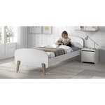 KIDDY Lit simple en bois laqué et brut et sommier + Chevet enfant bois laqué 1 porte