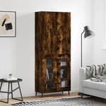 vidaXL Buffet haut Chêne fumé 69 5x34x180 cm Bois d'ingénierie