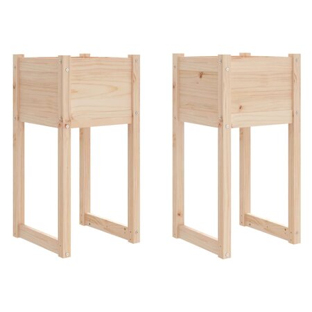 vidaXL Jardinières 2 Pièces 40x40x81 cm Bois massif de pin