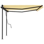 vidaXL Auvent rétractable automatique et poteaux 4 5x3m Jaune et blanc