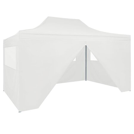 vidaXL Tente de réception pliable avec 4 parois 3x4 m Acier Blanc