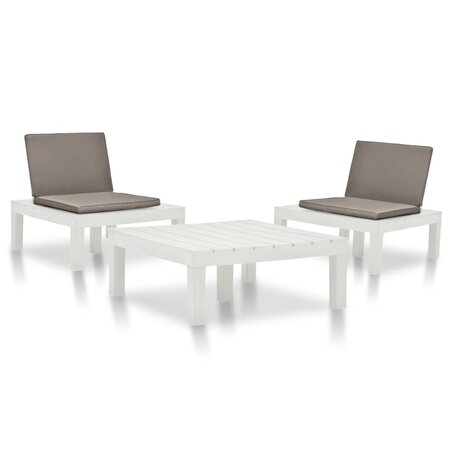 vidaXL Salon de jardin 3 Pièces Plastique Blanc