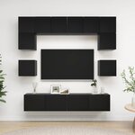 vidaXL Ensemble de meuble TV 8 Pièces Noir Aggloméré