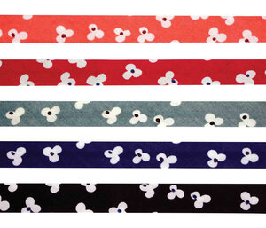 Biais coton 1 cm x 1 m Fleurs élégantes 5 pièces