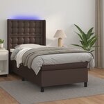 vidaXL Sommier tapissier et matelas et LED Marron 80x200 cm Similicuir