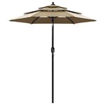 vidaXL Parasol à 3 niveaux avec mât en aluminium Taupe 2 m