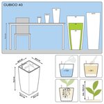 LECHUZA Jardinière Cubico 40 ALL-IN-ONE Taupe haute brillance 18215