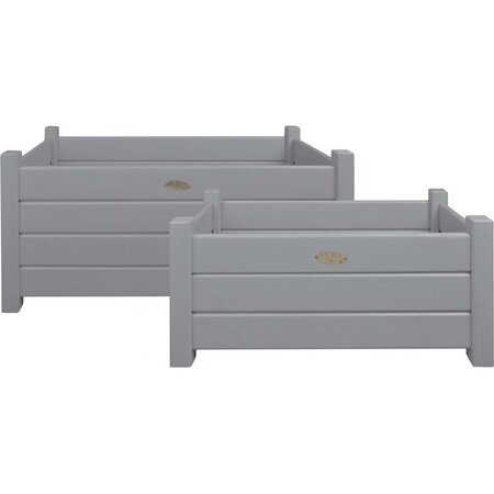 Bacs à fleurs rectangulaires (lot de 2) gris
