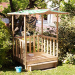 Tectake Bac à sable, Cabane de Jardin Enfant avec Toit et Véranda - vert
