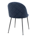 Chaise de salle à manger en velours bleu avec pieds noirs
