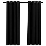 vidaXL Rideaux occultants Aspect lin avec œillets 2 Pièces Noir 140x175cm