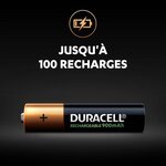 Duracell piles rechargeables aaa 900 mah  lot de 4 piles