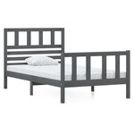 vidaXL Cadre de lit Gris Bois massif 90x190 cm Simple