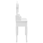 vidaXL Coiffeuse avec tabouret et miroir pliable en 3 Blanc