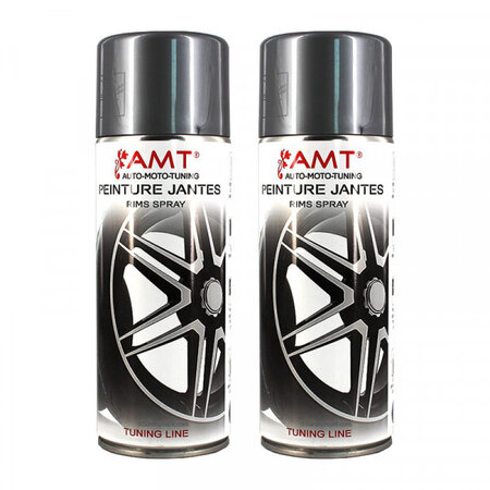 Lot de 2 bombes de peinture pour jantes - gris alu - amt
