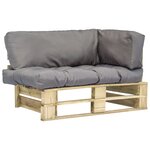 vidaXL Canapé de jardin palette avec coussins gris Pinède