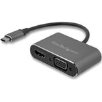 Startech.com adaptateur multiport av numérique usb-c - sorties vidéo vga / hdmi 4k 30 hz - gris sidéral - câble intégré (cdp2hdvga)