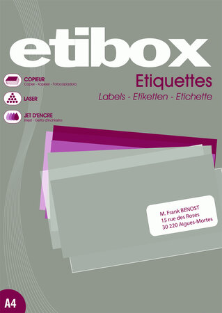 Boite 100f a4 200 etiquettes cop/las/jet coins droits a5 210 x 148 5 mm blanc etibox