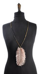 Collier sautoir Plume d'autruche Rose