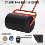 Rouleau à gazon jardin en acier avec poignée dim. 59L x 32l x 107H cm lestage max. 38 L rouge noir